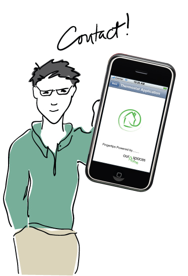 Man holding iphone connected to Our Home Spaces.com